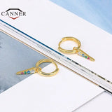 Colorful Zircon 925 Silver Piercing Hoop Earrings for Women Huggie Earings