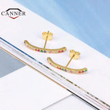 Colorful Zircon 925 Silver Piercing Hoop Earrings for Women Huggie Earings