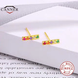 Colorful Zircon 925 Silver Piercing Hoop Earrings for Women Huggie Earings