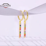 Colorful Zircon 925 Silver Piercing Hoop Earrings for Women Huggie Earings