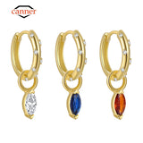 Zircon Pendant Dangle Drop Earrings 925 Sterling Silver