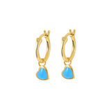 Enamel Heart Pendant Silver Drop Earrings Women Dangle Fine Jewelry