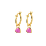 Enamel Heart Pendant Silver Drop Earrings Women Dangle Fine Jewelry