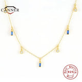 Colorful Zircon 925 Sterling Silver Necklace for Women Party Wedding