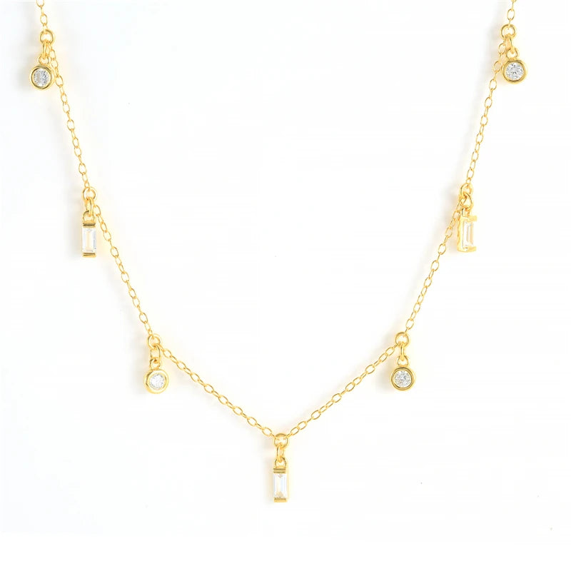 Colorful Zircon 925 Sterling Silver Necklace for Women Party Wedding
