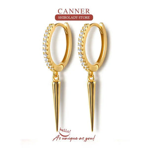 925 Sterling Silver Geometry Rivets Earrings Hoops for Women