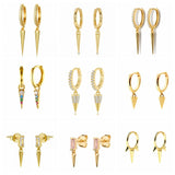 925 Sterling Silver Geometry Rivets Earrings Hoops for Women