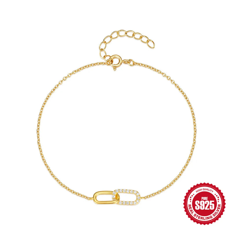 S925 Silver Cross-Over Double Buckle Zirconia Bracelet