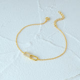 S925 Silver Cross-Over Double Buckle Zirconia Bracelet