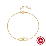 S925 Silver Cross-Over Double Buckle Zirconia Bracelet