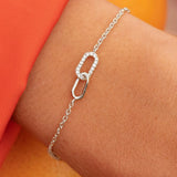 S925 Silver Cross-Over Double Buckle Zirconia Bracelet