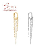 Long Short Wire Tassel Chain Pendant Earrings 925 Sterling Silver