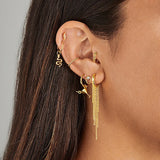 Long Short Wire Tassel Chain Pendant Earrings 925 Sterling Silver