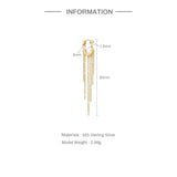 Long Short Wire Tassel Chain Pendant Earrings 925 Sterling Silver
