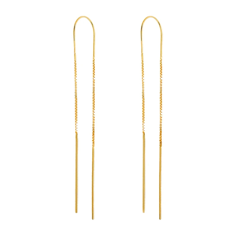 Long Tassel Chain 925 Sterling Silver Earrings