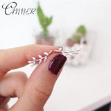 925 Silver Leaf Ear Cuff Climber Earrings