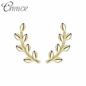 925 Silver Leaf Ear Cuff Climber Earrings