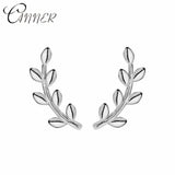 925 Silver Leaf Ear Cuff Climber Earrings