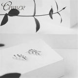 925 Silver Leaf Ear Cuff Climber Earrings