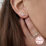 925 Silver Leaf Ear Cuff Climber Earrings