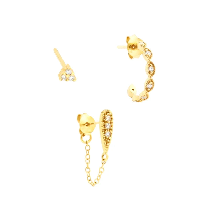 Green Stone Hoop Earring for Women Zircon Earring Piercing Jewelry