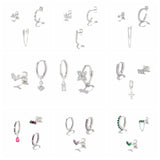 Green Stone Hoop Earring for Women Zircon Earring Piercing Jewelry