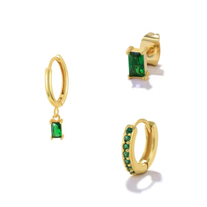 Green Stone Hoop Earring for Women Zircon Earring Piercing Jewelry