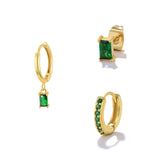 Green Stone Hoop Earring for Women Zircon Earring Piercing Jewelry