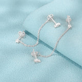 S925 Silver Zircon Tassel Chain Earrings for Women Gift