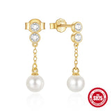 S925 Silver Zircon Tassel Chain Earrings for Women Gift