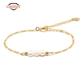 925 Silver Plated Pearl Charm Bracelet Link Chain Jewelry