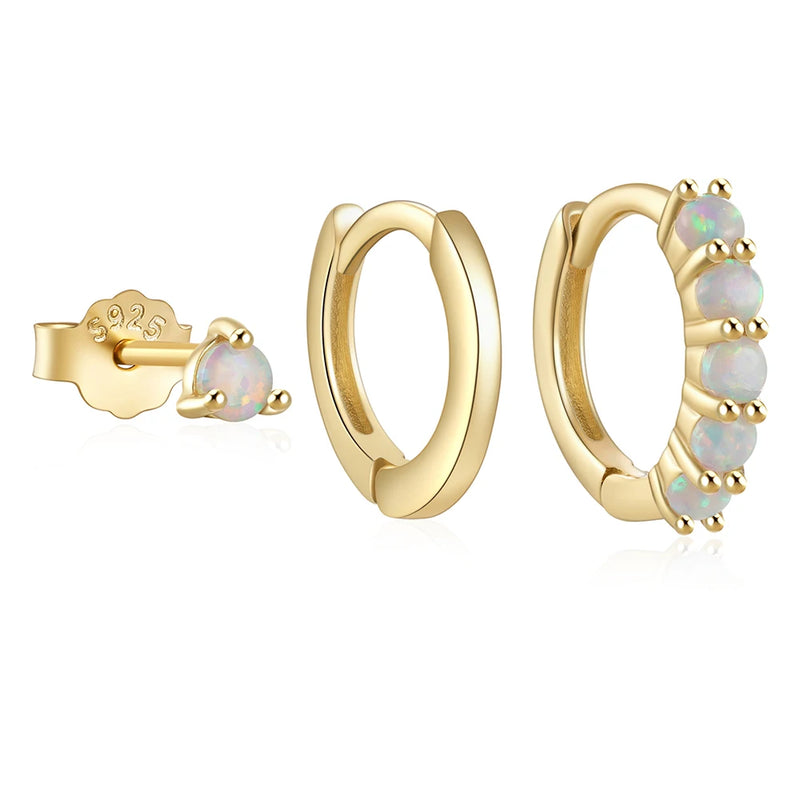 Opal 925 Silver 3 Pc Earrings Set For Women