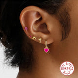 Flower Love Star Earring Set 925 Sterling Silver Piercing Stud Wedding Jewelry