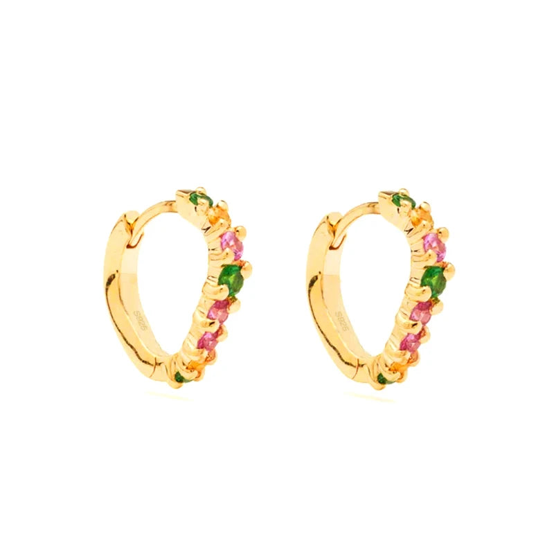 Flower Zircon 925 Silver Hoop Earrings Wedding Party Fine Jewel