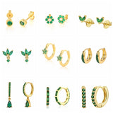 French Bread Zircon Earrings 925 Sterling Silver Fashionable Hoops