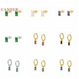 French Bread Zircon Earrings 925 Sterling Silver Fashionable Hoops