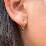 French Bread Zircon Earrings 925 Sterling Silver Fashionable Hoops