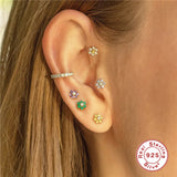 French Bread Zircon Earrings 925 Sterling Silver Fashionable Hoops
