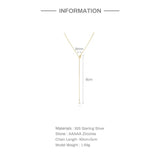 French Y-Necklace 925 Silver Tassel Butterfly Pendant
