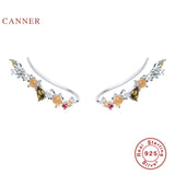 Sweet Inlaid Back Hanging Earrings S925 Sterling Silver Clip Earring
