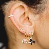 Accordion 925 Silver Earring Red Drop Accessory 18K