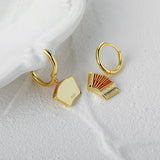 Accordion 925 Silver Earring Red Drop Accessory 18K