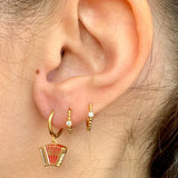 Accordion 925 Silver Earring Red Drop Accessory 18K