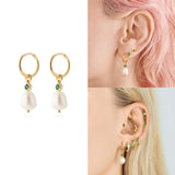 Gemstone Pearl 925 Sterling Silver Drop Earrings for Women