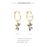 925 Silver Drop Earrings Zircon Long Chain - Daily Jewelry Gift
