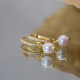 Diamond Hoop Earrings S925 Silver Baroque Pearls Wedding Bands