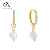 Diamond Hoop Earrings S925 Silver Baroque Pearls Wedding Bands