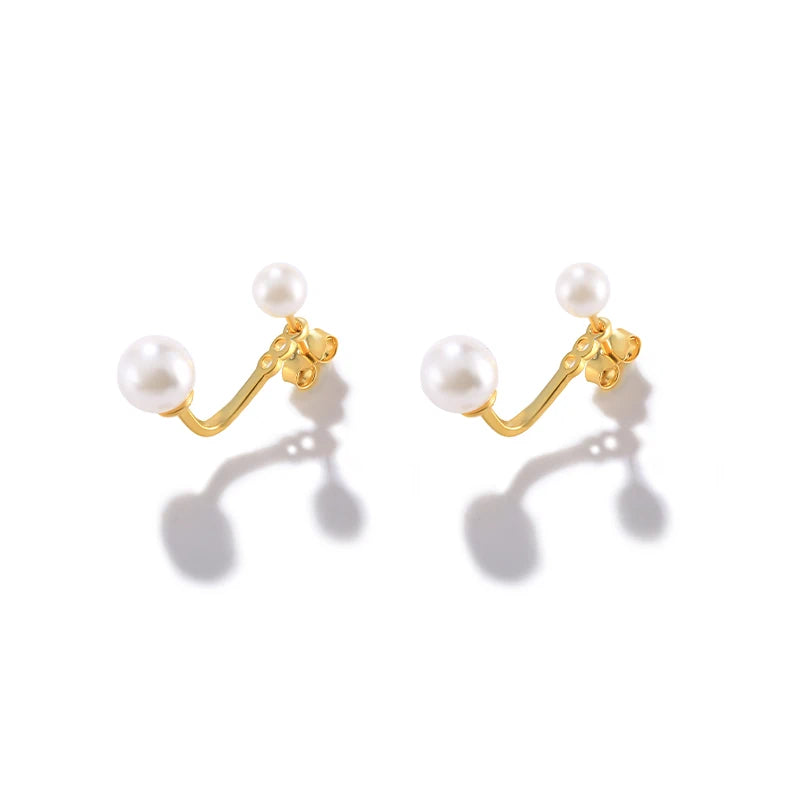 Geometric Pearl Earrings Silver 925 Stud Earrings Piercing Jewelry