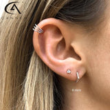 925 Silver Geometric Polygon Women's Hoop Earrings