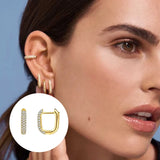 Geometric Square Green Red Zircon Earrings Y2K Earrings For Women